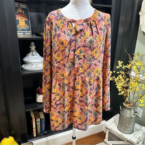 DR2 Floral Long Sleeve Blouse Size M - Picture 1 of 11